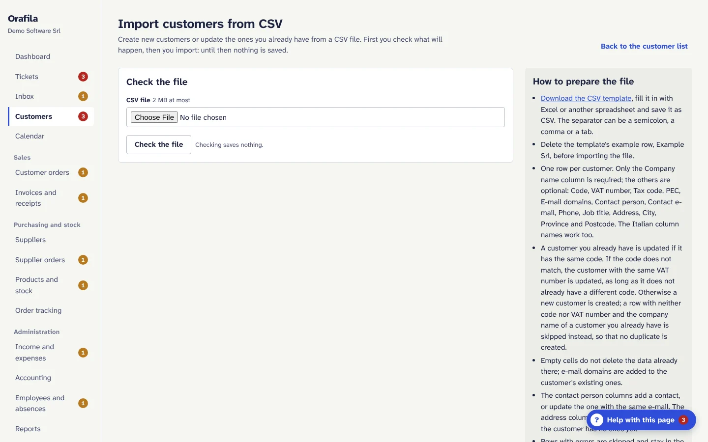 CSV import